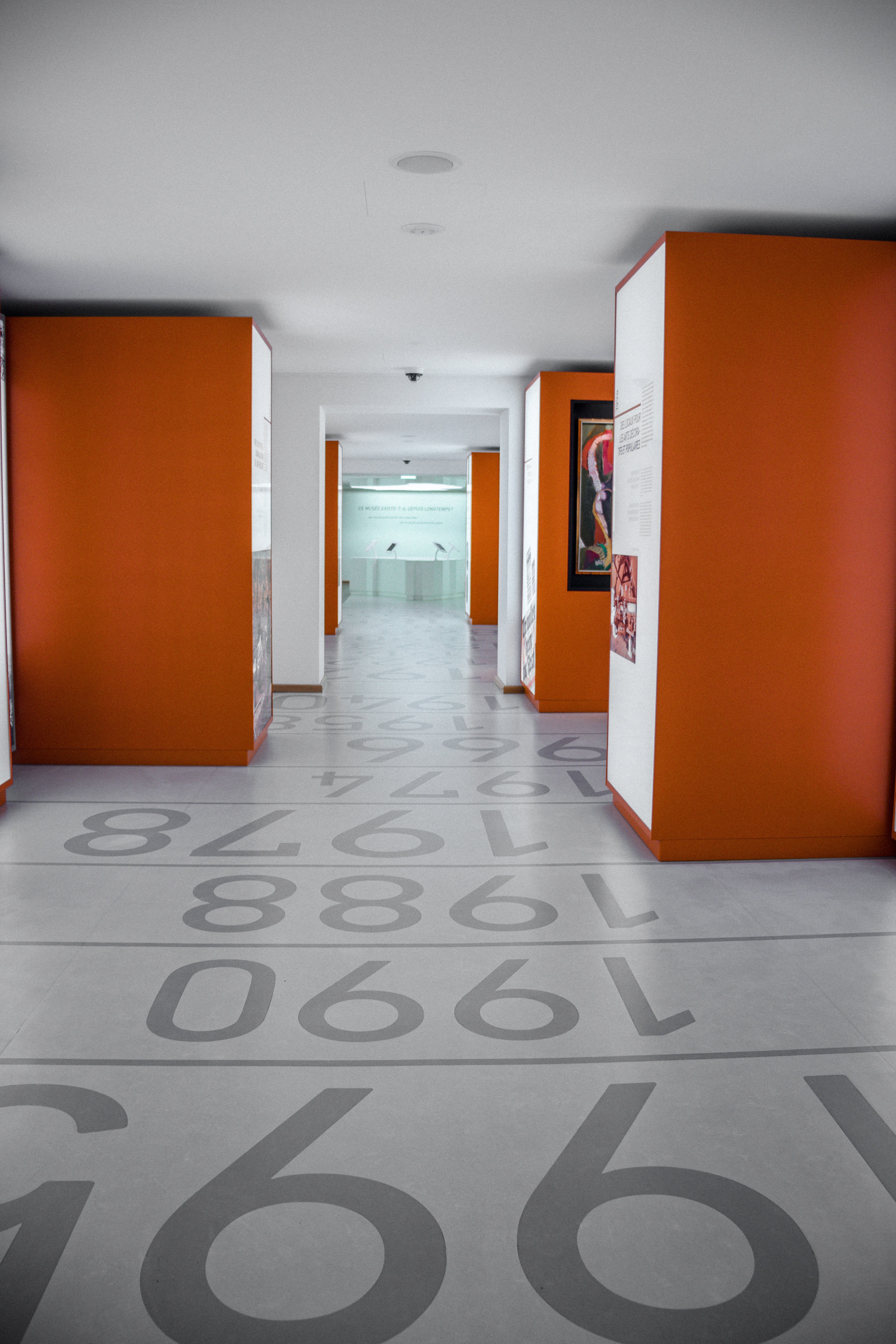 Image of colored numbers in concrete floor Image of colored numbers in concrete flooring